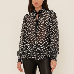 Brand new with tags! Zara Black and White Dog print  Blouse